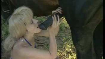 Public nakedness and equine bestiality featuring two promiscuous vixens