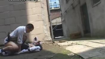 Oriental slut pounded doggy style by a canine in beastiality live cam footage