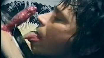 Steamy webcam encounter between a canine and a skinny slut
