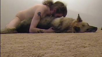 Perverted guy instructs his bitch on giving him head