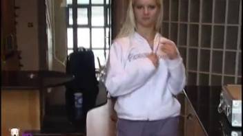 Golden-haired babe delivers flawless bestiality performance live on webcam