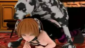 Adult animated zoophilia video showing intercourse between a canine and a toy figure