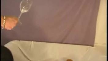 Teen girl gets every drop of cum that the dog shoots into her vagina