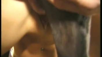 Homemade amateur sex video with the dog for the bare wife