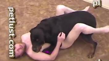 Horny guy loves feeling the dog in his ass