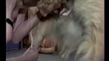 Nude domestic bestiality featuring a woman with a great butt