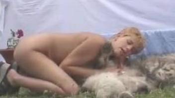 Naked mature craves to feel dog cock in her
