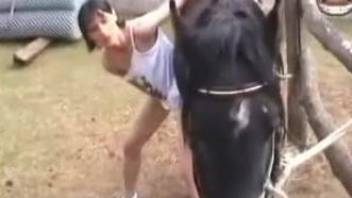 Amateur outdoor horse porn for a slim amateur babe