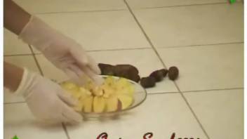 Authentic feces fetish video with a timid-appearing Japanese woman