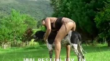 Blonde Latin woman chooses to observe her girlfriend having sex with a dog