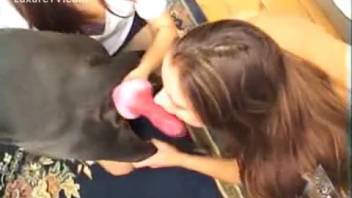 Bronzed vixen pounded by a well-endowed beast