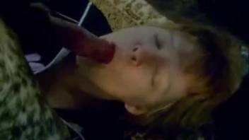 Wavy-haired mature vixen gobbles a canine cock deeply multiple times