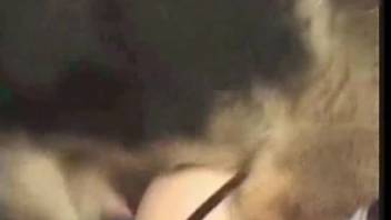 Filthy screwing monster is impregnating her mature woman's cunt