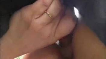 Fair-haired woman with a firm butt being pounded in doggy style