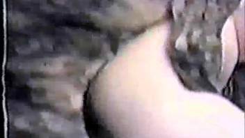 Canine penetrates older lady following her undressing on webcam