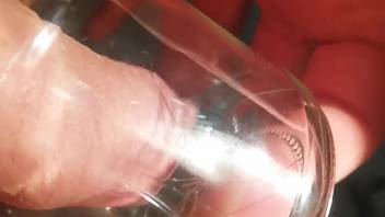 Aroused guy toys with bugs on his penis in a solo session