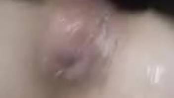 Aroused female wraps up intense sexual romp with beastly semen on her clitoris