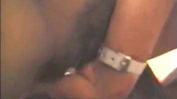 Ebony chick with tiny boobs, wild doggy-style smut at home