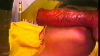 Aroused lady unleashes fully on canine's massive cock