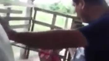 Glossy ass hottie pounded by enormous dick