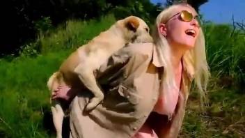 Hot blonde tries hard rounds of zoo sex in outdoor scenes