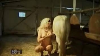 Slim teenage blonde with massive tits bangs a chubby pale pony