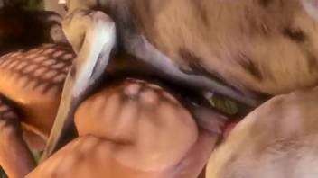Lara Croft is screwed by a massive dog while held captive