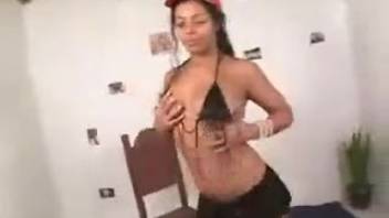 Hispanic girl being banged by a canine in doggy style
