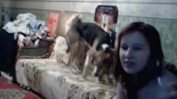 Naked woman pounded by her husband and forced to engage with the dog sexually.